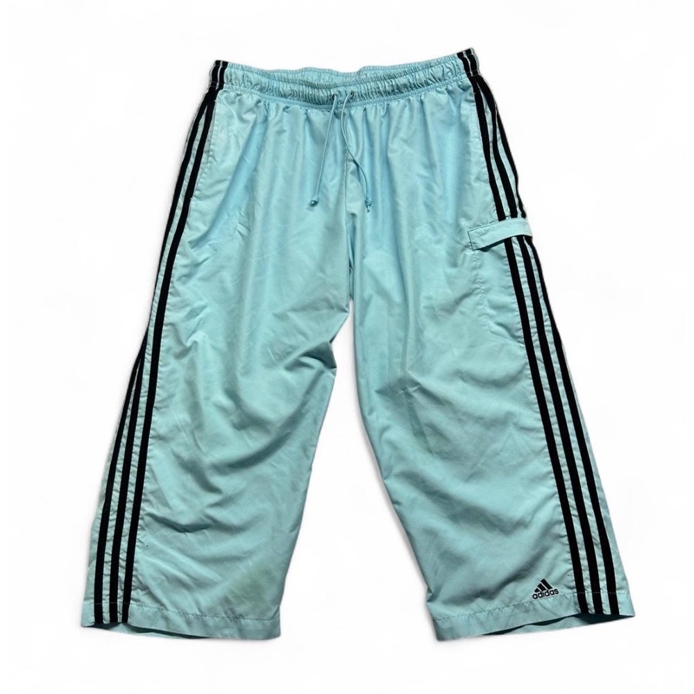 Adidas Vintage 3/4 Track Pants Light Blue Black Stripes AUZ001 Mens Medium